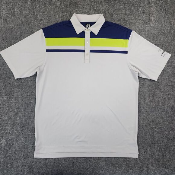 Footjoy Shirt Mens 2XL White Color Striped Polo Performance Golf Glasgow Hills - Picture 1 of 16
